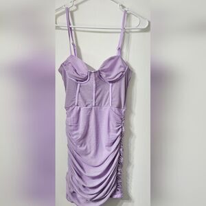 purple Bodycon Dress sexy mesh sheer spaghetti strap Corset Lingerie Women's Xs
